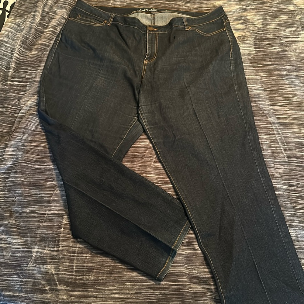 INC NEW dark straight leg denim